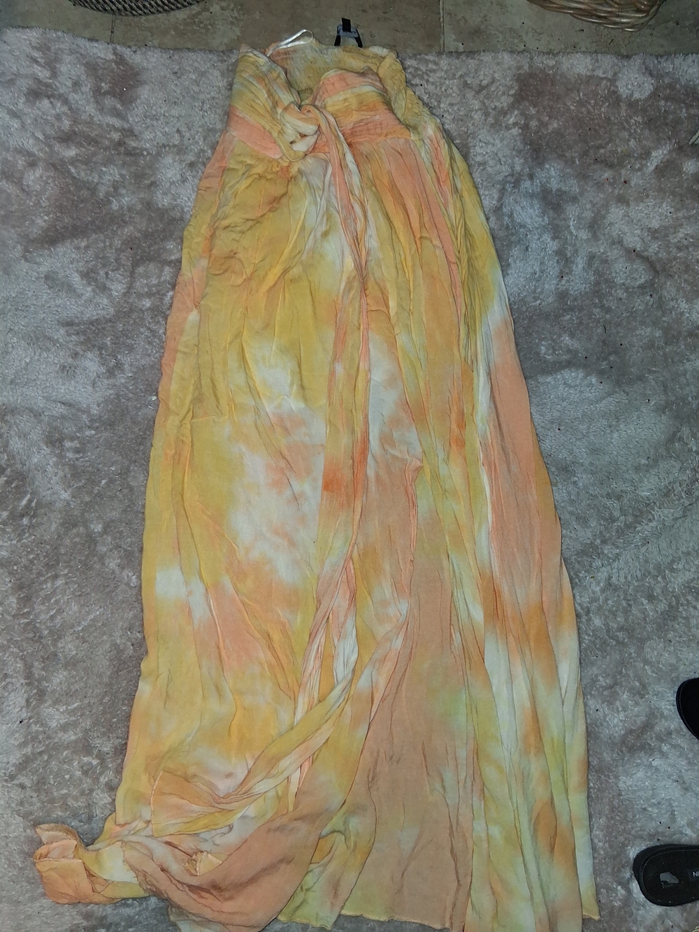 Aakaa Yellow & Peach Tie-Dye Maxi Dress
